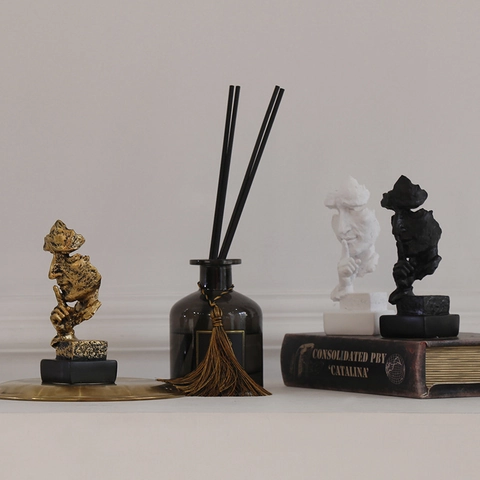 Scultura Astratta Del Viso Resina Il Silenzio È Oro Statua Maschera Ornamento Scrivania Per Ufficio Studio Moderno