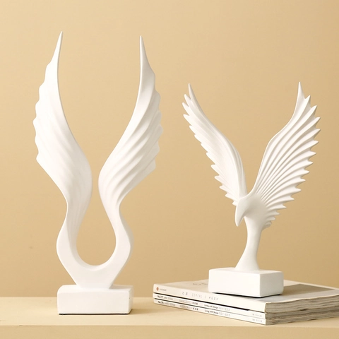 Abstract Angel Wings Statue Modern Resin Eagle Sculpture Minimalist Nordic Style Home Office Desktop Decor Art Ornament