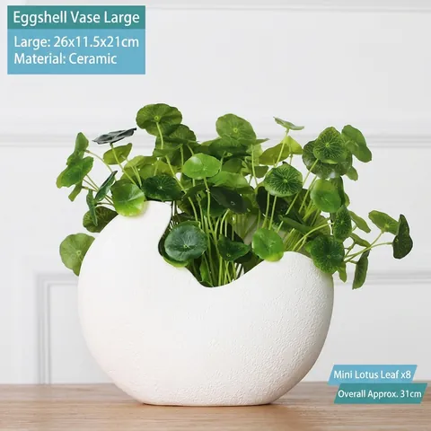 Eggshell Ceramic Vase Creative White Matte Flower Pot Nordic Style Modern Desktop Decoration For Home Office