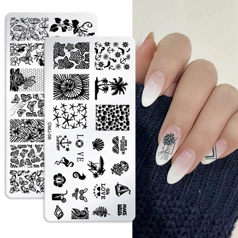 Nail Art Stamping Plate Stainless Steel Butterfly Floral Christmas Tree Geometric Pattern DIY Manicure Template Tool