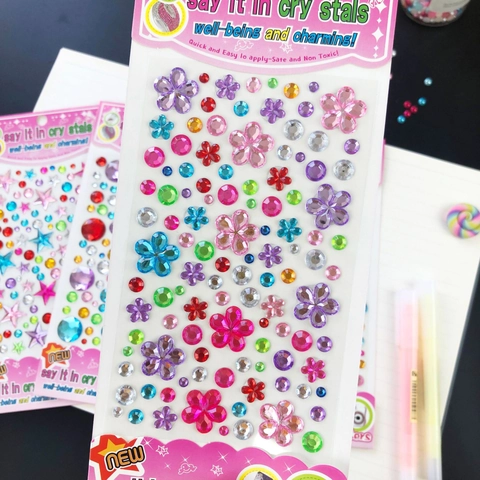 3D Crystal Gem Stickers Multi-Shape Acrylic Rhinestone Self-Adhesive Colorful For DIY Crafts Phone Decor Kids Reward