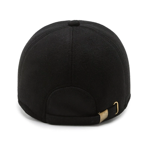 Men Winter Baseball Cap Thickened Woolen Warm Hat With Ear Flaps Windproof Adjustable Solid Color Casual Outdoor