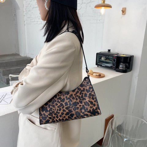 Borsa Da Ascella Da Donna Pelle PU Stampa Animale Leopardo Zebra Mucca Retro Borsa Baguette