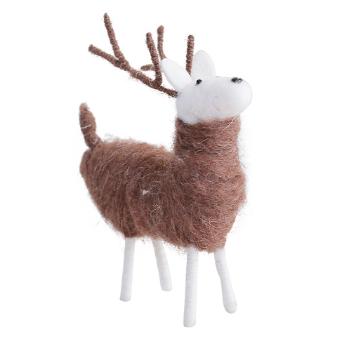 Decorazione Renna Di Natale Ornamento In Feltro Di Lana Fatto A Mano Da Tavolo Festa In Casa Stile Nordico Marrone Bianco