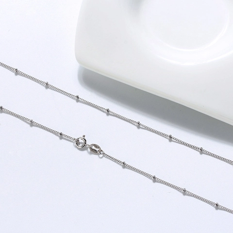 Collana a Catena Laterale con Perline in Argento Sterling 925 per Donna Collana a Stazione Satellitare Placcata Oro Gioielli Minimalisti