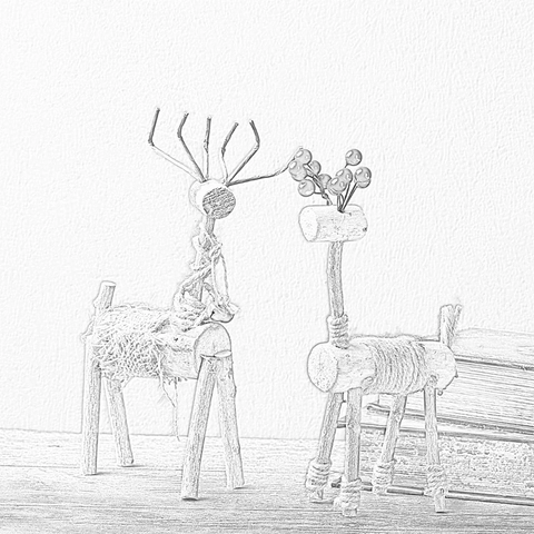 Wooden Reindeer Figurine Handmade Rustic Natural Wood Branch Hemp Rope Christmas Home Decor Retro Nordic Animal Decor