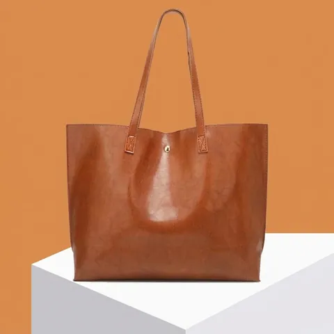 Damen Vintage Öl Wachs PU Leder Eimer Umhängetasche Große Kapazität Einfache Tote Handtasche Mit Quaste Magnetverschluss