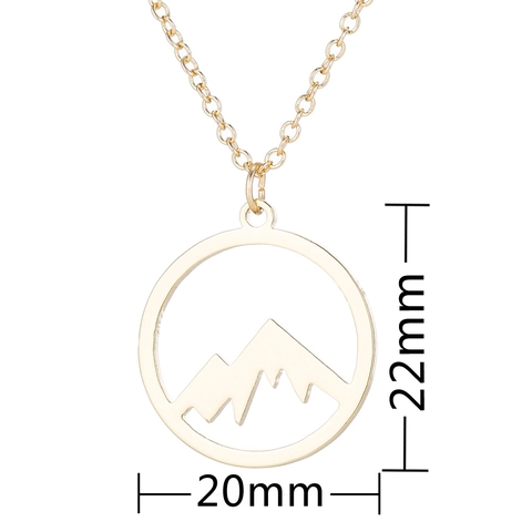 Collar Con Colgante Redondo De Montaña Hueca Acero Inoxidable Minimalista Valle Naturaleza Joyas Para Mujer