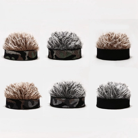 Gorro Divertido Con Peluca Camuflaje Gorra Sin Ala Pelo Sintético Novedad Hip Hop Streetwear Para Hombres Mujeres