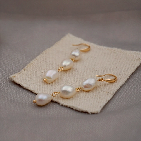 Orecchini Pendenti Con Süßwasserperle D'acqua Dolce Barocche Rame Tono Oro Stile Francese Vintage Gioiello Per Donna