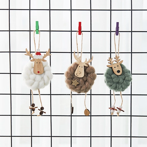 Ornamenti Natalizi Appesi In Feltro Di Lana E Legno Babbo Natale Pupazzo Di Neve Renna Decorazione Albero Fatto A Mano Stile Nordico