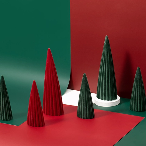 Alberi Di Natale In Ceramica Floccata Ornamenti Superficie Vellutata Stile Nordico Minimalista Decorazione Tavolo Casa Ufficio