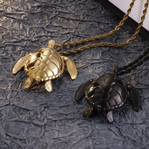Collar Con Colgante De Tortuga Marina Acero Inoxidable Retro Punk Hip Hop Joyería De Animales Para Hombres Mujeres