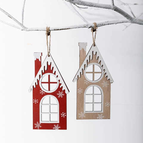 Ornamenti Appesi A Casa Di Legno Di Natale Dipinti A Mano Motivo Fiocco Di Neve Stile Nordico Rustico Decorazione Per Albero