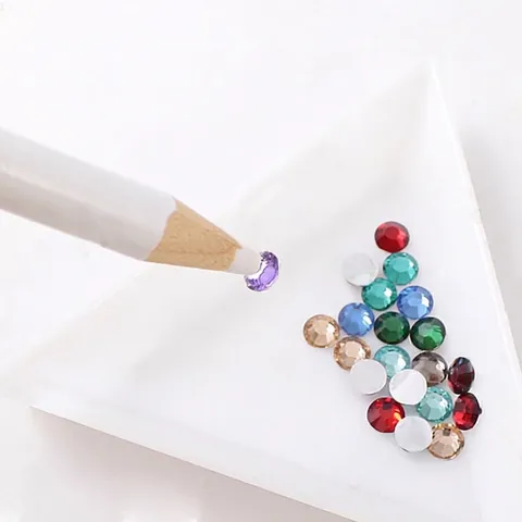 Nagel Strass Picker Potlood Wax Dotting Tool Voor DIY Manicure Ambachten Houten Handvat Witte Kern