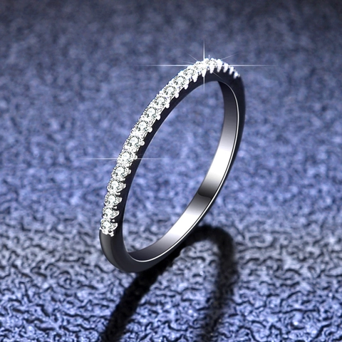Anillo De Plata De Ley 925 Moissanita Elegante Minimalista Circón Eternidad Joyería Para Mujeres