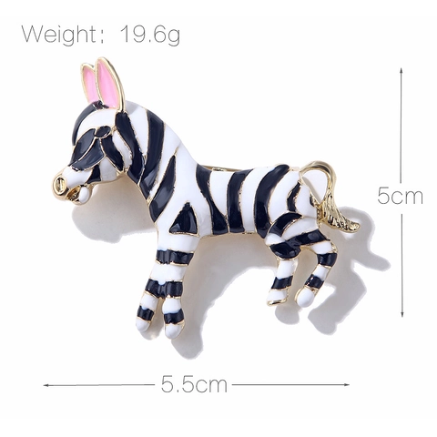 Vintage Antique Zebra Enamel Brooch Alloy Animal Lapel Pin Gold Plated Fashion Jewelry For Women Corsage Accessory