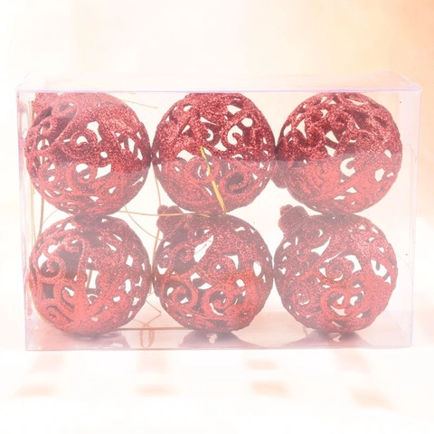 Palle Di Natale Intagliate Ornamenti Glitter Plastica Decorazioni Da Appendere Per Albero Casa