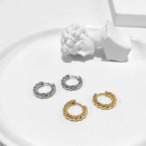 Retro Gedraaid Touw Creolen Voor Dames Minimalistisch Geometrisch Koper Goud Zilver Verguld Mode Sieraden Cadeau