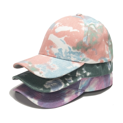 Tie Dye Ponytail Baseball Cap High Bun Hole Adjustable Outdoor Sport Sun Hat Fashion Cotton Polyester
