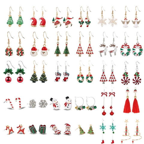Legierung Emaille Weihnachtsohrringe Mit Edelstahl Ohrstecker Weihnachtsmann Baum Elch Festlicher Schmuck Für Damen