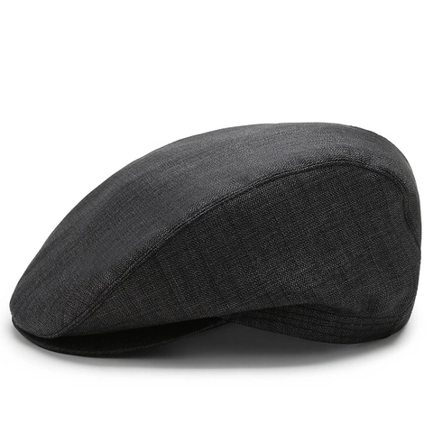 Herren Schiebermütze Texturiertes Gewebe Ivy Newsboy Mütze Vintage Atmungsaktiv Sonnenschutz Casual Outdoor Grau