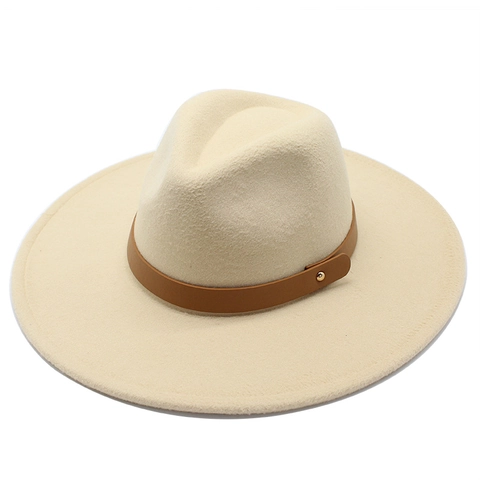 Wide Brim Fedora Hat Wool Felt Vintage Jazz Cap With Leather Band Metal Rivet For Men Women Elegant British Style