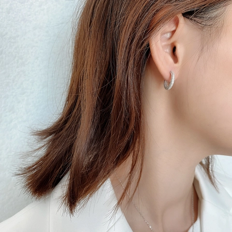 925 Sterling Silber Mini C-Förmige Creolen Für Damen Mit Pave Weißen Zirkon Minimalistischer Modischer Schmuck Accessoire