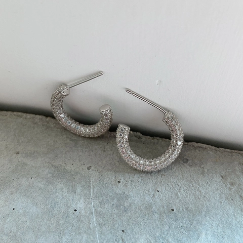 925 Sterling Silber Mini C-Förmige Creolen Für Damen Mit Pave Weißen Zirkon Minimalistischer Modischer Schmuck Accessoire