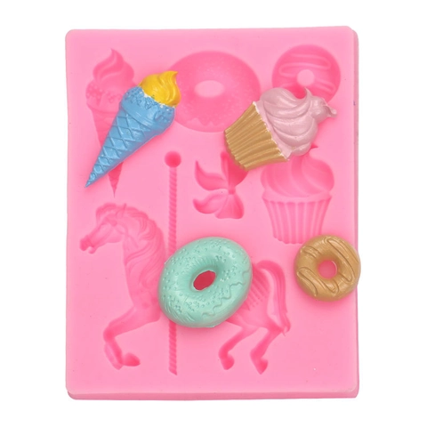 Carousel Ice Cream Donut Silicone Mold For Fondant Chocolate DIY Cake Decoration Mini Multi Shape Dessert Baking Tools