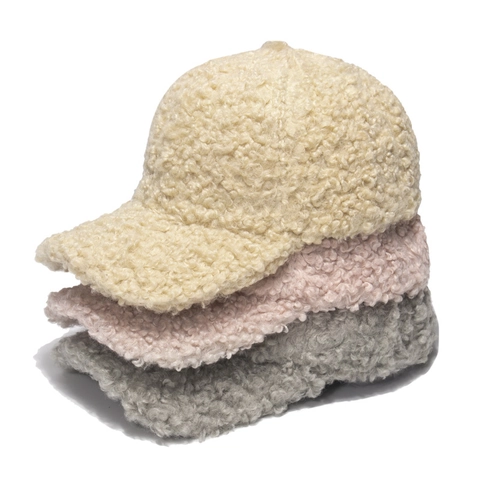 Women Sherpa Fleece Baseball Cap Winter Warm Soft Teddy Fur Adjustable Plain Solid Color Outdoor Sports Hat