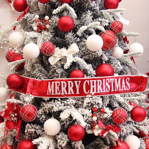 Decorazioni Per Albero Di Natale Plastica PVC Tessuto Palline Fiori Fiocchi Nastro Arredamento Per Feste Festive Casa