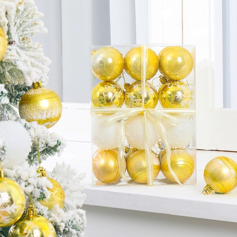 Bolas De Navidad PVC Plástico Galvanizado Brillante Pintado Patrón Copo De Nieve Decoración Colgante Árbol Fiesta Hogar