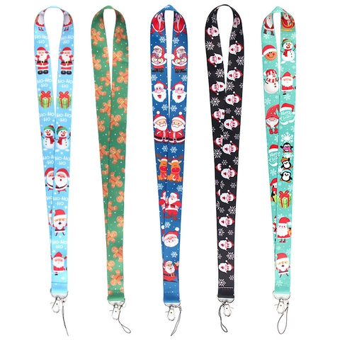 Weihnachts Schlüsselband Und Ausweishalter Polyester Umhängeband Mit Metallverschluss Plastik Kartenhülle Für Büro Schule