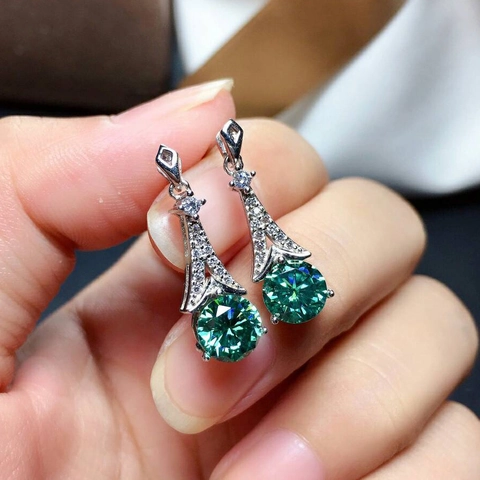 Geometrische Eiffeltoren Vorm Groene Ronde Edelsteen Koperen Oorbellen En Hanger Micro Verharde Sieraden Voor Vrouwen