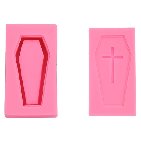 3D Coffin Cross Skeleton Halloween Silicone Mold For Fondant Chocolate DIY Epoxy Resin Soap Making Gothic Horror Decoration