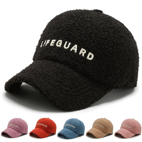 Cappello Da Baseball In Pile Sherpa Ricamato Lifeguard Berretto Snapback Regolabile Caldo Invernale