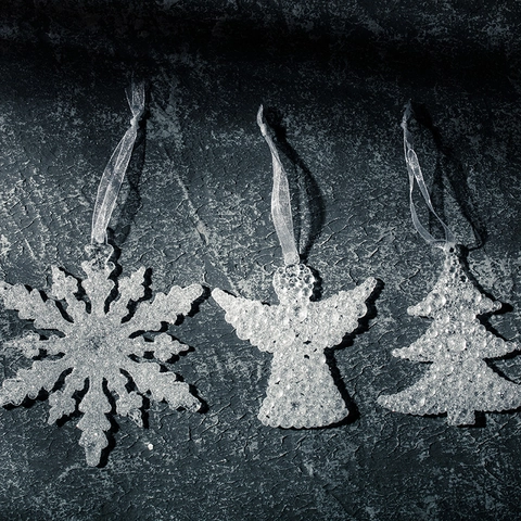 Addobbi Natalizi In Acrilico Glitter Trasparente Fiocco Di Neve Angelo Albero Decorazione Per Feste