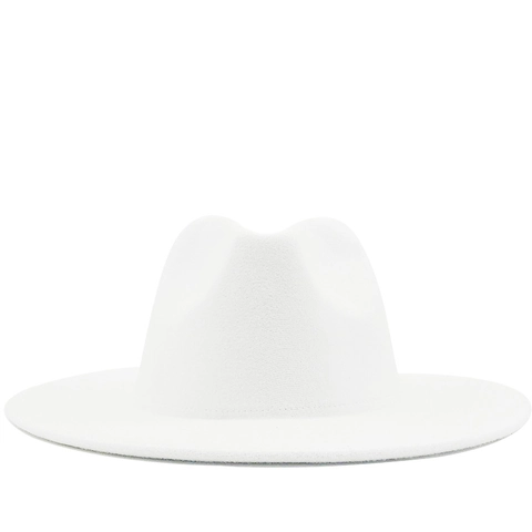 Two Tone Fedora Hat Cashmere Woolen Contrast Color Wide Flat Brim Jazz Hat For Men Women Classic Retro Accessory