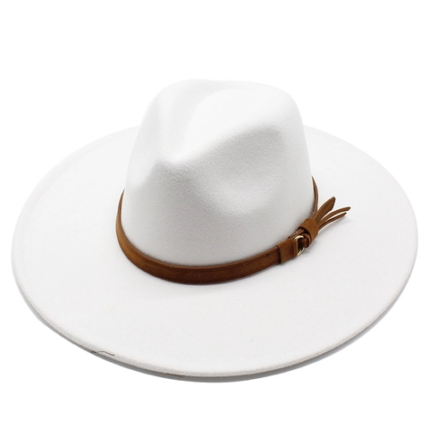 Chapeau Fedora Vintage À Large Bord En Feutre De Laine Casquette De Jazz Avec Boucle Pour Hommes Femmes Automne Hiver