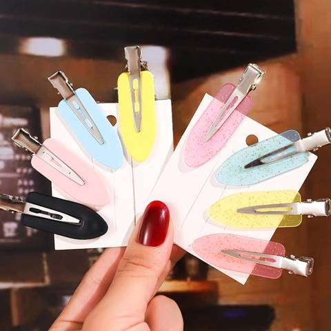 Fermagli Per Capelli Senza Pieghe Acetato Acrilico Motivo Marmo Tartaruga Clip Laterali Becco D'Anatra Barrette Moda Donna