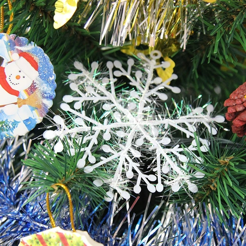 Ornamenti Fiocchi Di Neve Bianco PVC Plastica Con Glitter Decorazioni Appese Per Albero Di Natale Festa Inverno Casa