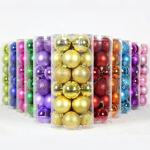 Palle Di Natale Ornamenti PVC Plastica Appendere Palline Assortite Lucide Opache Brillantinate Holiday Party Casa