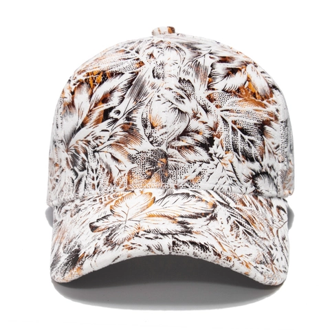 Baseball Cap Retro Leaf Pattern Cotton Polyester Curved Brim Adjustable Sun Hat Outdoor Fashion Unisex