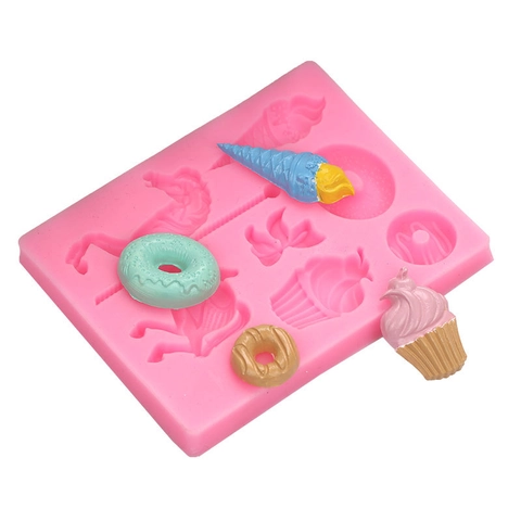 Carousel Ice Cream Donut Silicone Mold For Fondant Chocolate DIY Cake Decoration Mini Multi Shape Dessert Baking Tools