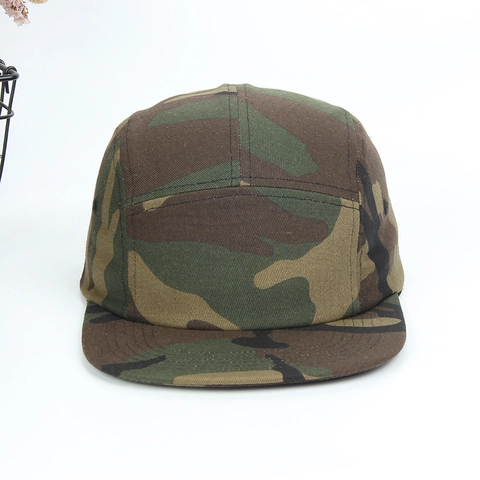 5-Panel Cap Cotton Canvas Flat Brim Hat Adjustable Camper Hat Outdoor Streetwear For Men Women Camouflage Solid Color