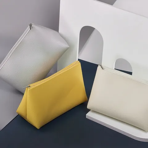 Bolsa De Maquillaje De Gran Capacidad Textura De Litchi PVC Impermeable Viaje Neceser Cosmético Portátil Organizador Simple