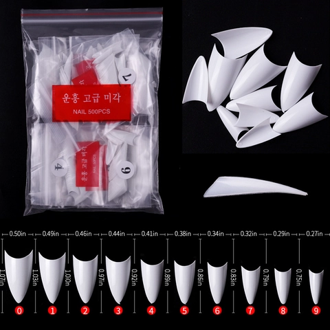 Professional Stiletto False Nail Tips Long Almond Shape ABS Plastic Transparent Natural Manicure Extensions For Women