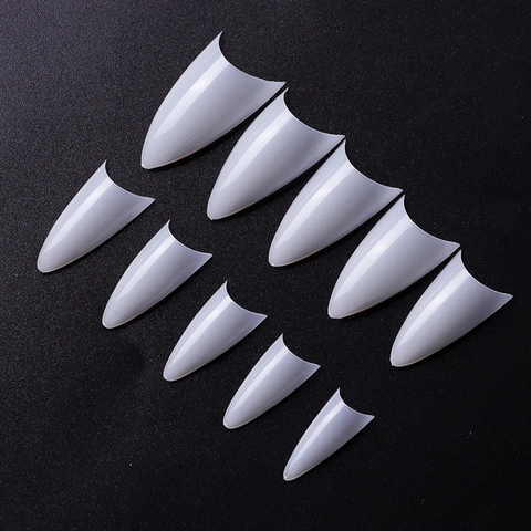 Professional Stiletto False Nail Tips Long Almond Shape ABS Plastic Transparent Natural Manicure Extensions For Women