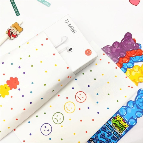 Paper Gift Bags Polka Dot Colorful Bear Emoticon Pattern Jewelry Packaging Stationery Storage Cute Ins Style